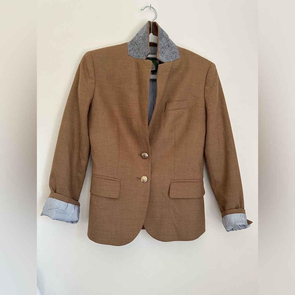 J. Crew 00p brown blazer with gold buttons